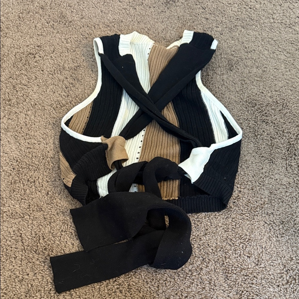 Vici Black, Brown + White Stripe Pant Set - Picture 3 of 7